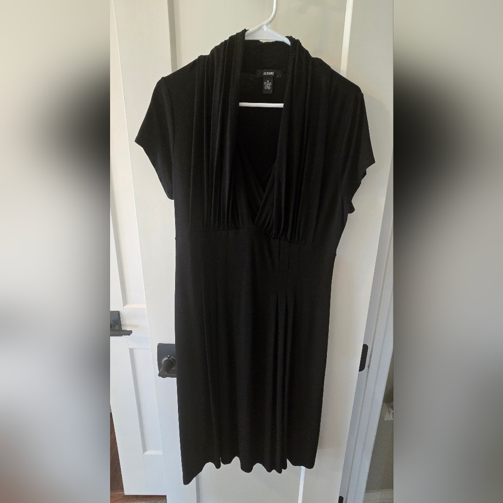 Alfani Classic Black Midi Dress V Neck Size M